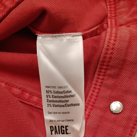 PAIGE Cropped Jean Jacket, Size M, Pink - Picture 7 of 7